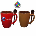 16 Oz. Chocolate and Brown Endeavor Bistro Mug w/ Spoon (4 Color Process)